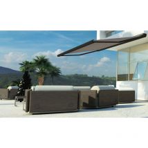 Store de terrasse coffre integral motorise ral anthracite 2,5 x 2 toile dickson taupe