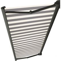 Ici Store - store de terrasse coffre integral motorise ral anthracite 4,3 x 3,5 toile dickson blanc-gris