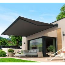 Sunstyl - Store banne coffre intégral lebron 4,00x3,50 m (Motorisé Secours à Télécommande + led - Gris anthracite structuré RAL7016ST - S126