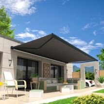 Store banne coffre intégral hevoa 5,00x3,50 m (Manuelle - Gris anthracite structuré RAL7016ST - Gris graphite)