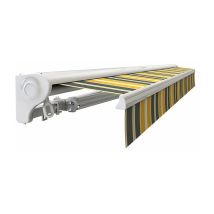 Store banne Demi coffre motorisé et manuel pour terrasse - Gris jaune - Longueur 2.5 m et Largeur 2 m