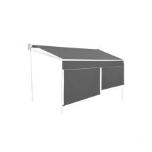 Idmarket - Store banne manuel 4x3 m gris anthracite lambrequin H.1,50 m