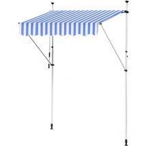 Kingpower - Store Banne Manuel Marquise Jardin Balcon Terrasse Auvent Télescopique 200 cm Bleu Blanc