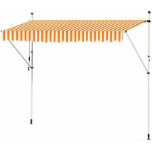 Kingpower - Store Banne Manuel Marquise Jardin Balcon Terrasse Auvent Télescopique 350 cm Orange Blanc
