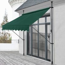 Pro.tec - Store Banne Téléscopique Acier Polyester 150 x 120 x 220-309 cm Vert Foncé [ ]
