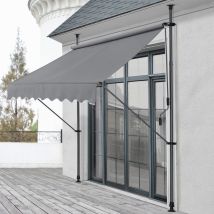 Pro.tec - Store Banne Téléscopique Acier Polyester 400 x 120 x 220-309 cm Gris Ardoise [ ]