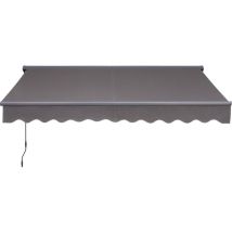 Canopée Store Banne Manuel Semi Coffre Gris 4 X 2.5m – Store Rétractable Pour Terrasse, Balcon & Jardin – Manivelle À Gauche – Aluminium Et Polyester 