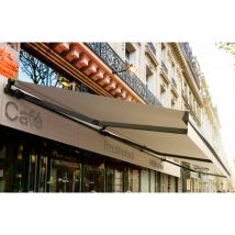 Ici Store - Store Banne Monobloc Manuel 2,4 x 2 m Anthracite - dickson blanc-gris