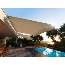 Ici Store - Store Banne Monobloc Manuel 5 x 3,5 m Blanc - dickson gris