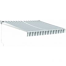 Happy Garden - Store banne saule 2,5 × 2m - Toile rayée blanche/grise et structure blanche