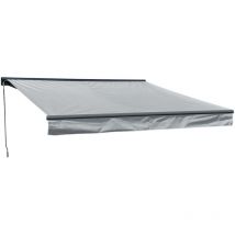 Store banne saule 3,5 × 3m avec semi-coffre - Toile grise et structure grise