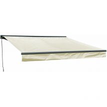 Store banne saule 3,5 × 3m avec semi-coffre - Toile beige et structure grise