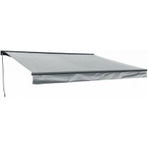 Happy Garden - Store banne saule 3,95 × 3m avec semi-coffre - Toile grise et structure grise
