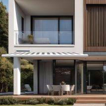 Store Banne Solaire Coffre Intégral Altea Blanc 9016 5,92 x 3 Toile Blanc-Gris