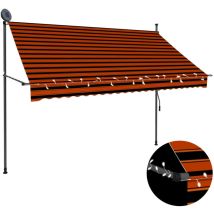 Store banne Store extérieur Auvent manuel rétractable avec LED 250 cm Orange et marron CFW99459