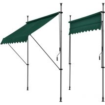 Store banne téléscopique acier polyester 300 x 120 x 200-300 cm vert foncé