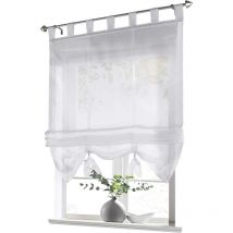 Store bateau 1 pièce avec passants, rideaux, cuisine, transparent, store à passants, rideaux, voile moderne (blanc, LxH 60 x 155 cm)