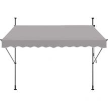 Store de balcon rétractable 250 x 120 cm - Avec manivelle, Sans perçage, Protection uv, Hauteur réglable - Gris Clair Naizy
