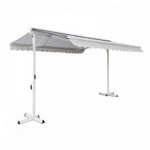Store double pente avec coffre 3 x 4 m en aluminium écru