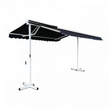 Store double pente avec coffre 3 x 4 m en aluminium bleu marine