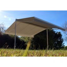 Ombrazur - Store double pente garden Blanc 5mx3mx2 Manuel - Toile Taupe