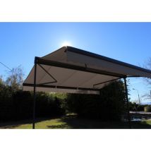 Ombrazur - Store double pente garden Gris Anthracite 4mx3mx2 Motorisé à télécommande - Toile Taupe