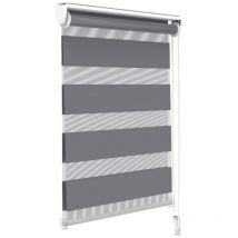 Store Enrouleur Jour/nuit Zébré - 90 X 150 Cm - Gris - Sans Perçage Ou Avec