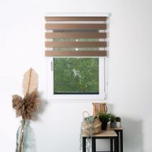 Madecostore - Store enrouleur jour nuit tamisant avec coffre - Essentiel - Beige - L59 x H160cm