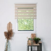 Madecostore - Store enrouleur jour nuit tamisant avec coffre - Essentiel - Beige - L59 x H160cm