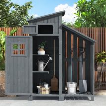 Hommoo - Armoire de jardin, remise à outils, armoire à outils, pour petit jardin, gris