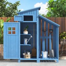 Hommoo - Armoire de jardin, remise à outils, armoire à outils, pour petit jardin, bleu