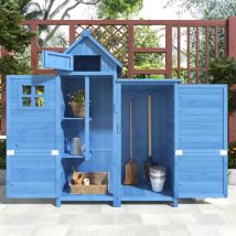Hommoo - Armoire de jardin, armoire de jardin, armoire à outils, résistant aux intempéries, toit en pvc, bleu