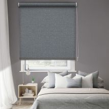 Madecostore - Store enrouleur occultant à paillettes - Gris - L214 x H190cm
