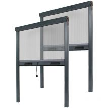 Mosquitera Enrollable Recortable de Aluminio - Ancho 125 x Alto 160 cm - Color Gris Antracita - Pack de 2 - Para Ventana - Fácil Instalación