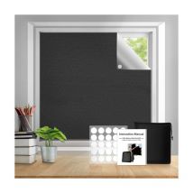 Store Occultant Fenêtre,Portatif Store Occultant Thermique Noir Matériaux Rideaux Occultant pour Fenêtre 300 x 145 cm Coller sur FenêTre sans Percer