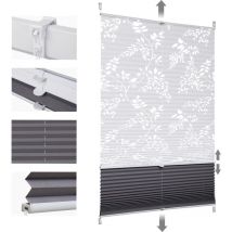 Sekey - Store occultant sans percage plissé avec motif,70x130cm