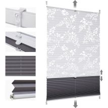 Store occultant sans percage plissé avec motif,75x200cm