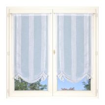 Store réglable en voilage blanc, paire de 2X 60x140cm avec passe-tringle - faciles à installer Atout Ciel