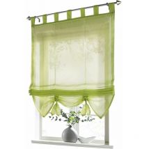 Store romain à boucles rideaux Cuisine Stores romains Rideaux transparents à boucle aveugle Voile moderne vert LxH 80x155cm 1 pièce