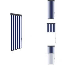 Store roulant d'extérieur 60x250 cm Bleu et blanc - Stores Exterieurs - Volets Roulants - Protection Solaire - Volets Exterieurs - Store Manuel