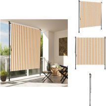 Store roulant d'extérieur orange et blanc 200x270cm tissu acier - Store Extérieur - Stores Occultants - Écran D'intimité - Protection Solaire - Jardin