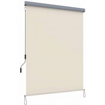 Store vertical d'extérieur avec cassette grise pour balcon terrasse protection contre le soleil et pare-vue beige 1,4 x 2,5 m