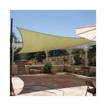 Store voile d'ombrage polyester imperméable carré 5 x 5 m, sable 150 gr/m2 uv pour jardin, beige