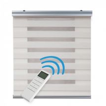 Store Enrouleur Motorisé Automatique Nuit et Jour avec batterie, moteur et télécommande Finitions Premium Lino , 100 x 250 cm