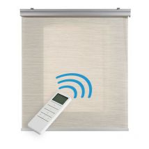 Store Enrouleur Moustiquaire Automatique Motorisé avec télécommande Tissu Technique Finitions Aluminium Gris, 180 x 250 cm