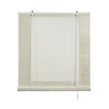 Store en Bambou, store enrouleur en bambou naturel, Blanc, 90 x 175cm