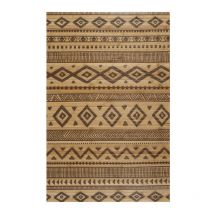 Stores Deco - Tapis antidérapant en Bambou naturel, Noir Ethnique, 160 x 230cm