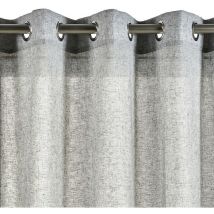 Rideau effet lin translucide avec oeillets ou ruban fronceur, taille xxl , Oeillets Gris, 140 x 300cm