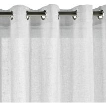 Rideau effet lin translucide avec oeillets ou ruban fronceur, taille XXL , Oeillets Blancs, 140 x 300cm