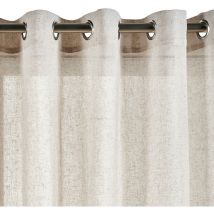 Rideau effet lin translucide avec oeillets ou ruban fronceur, taille xxl , Oeillets beiges, 280 x 300cm